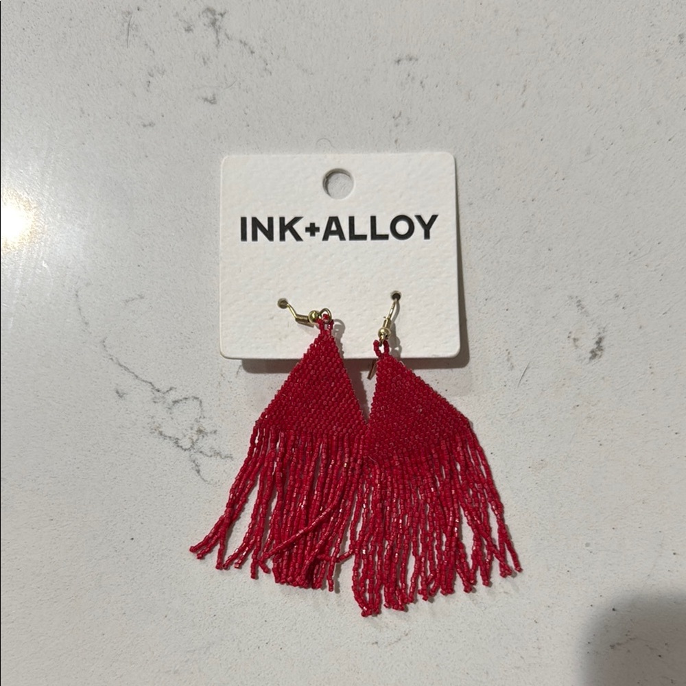 INK+ALLOY Red Fringe Earrings